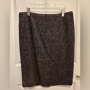 Salvatore Ferragamo Burgundy Mix Wool Pencil Skirt, US Size 10/12, IT 46